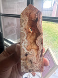 Pink Crazy Lace Agate obelisk