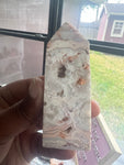 Pink Crazy Lace Agate obelisk